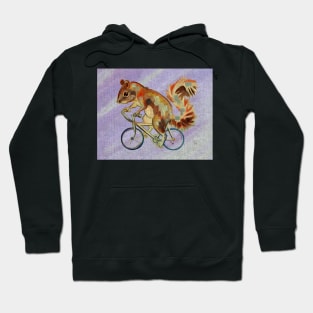 Squirrel On Bike (purple background) Hoodie